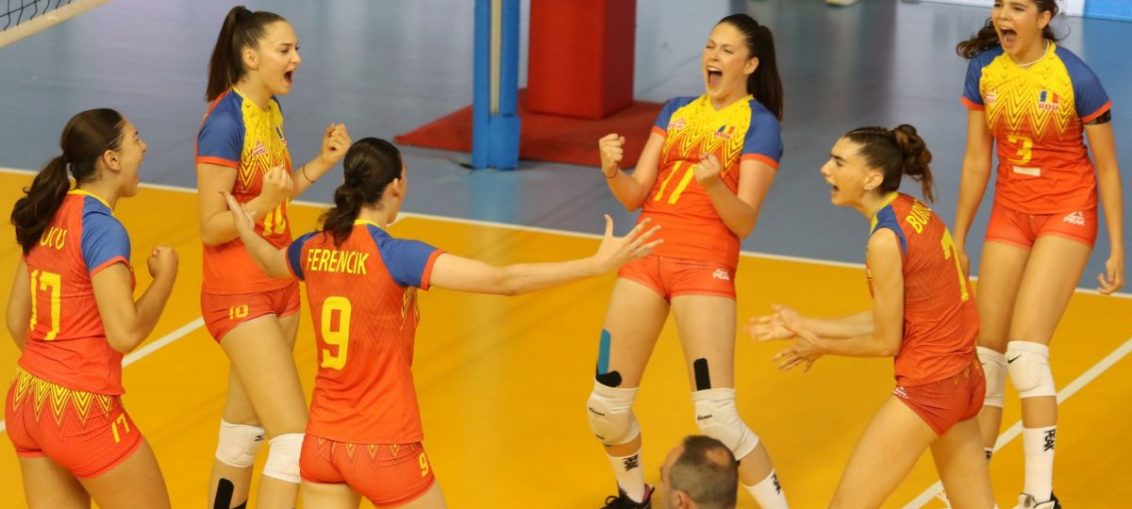 Bucuria jucătoarelor din naționala U17 a României după prima victorie de la Balcaniadă